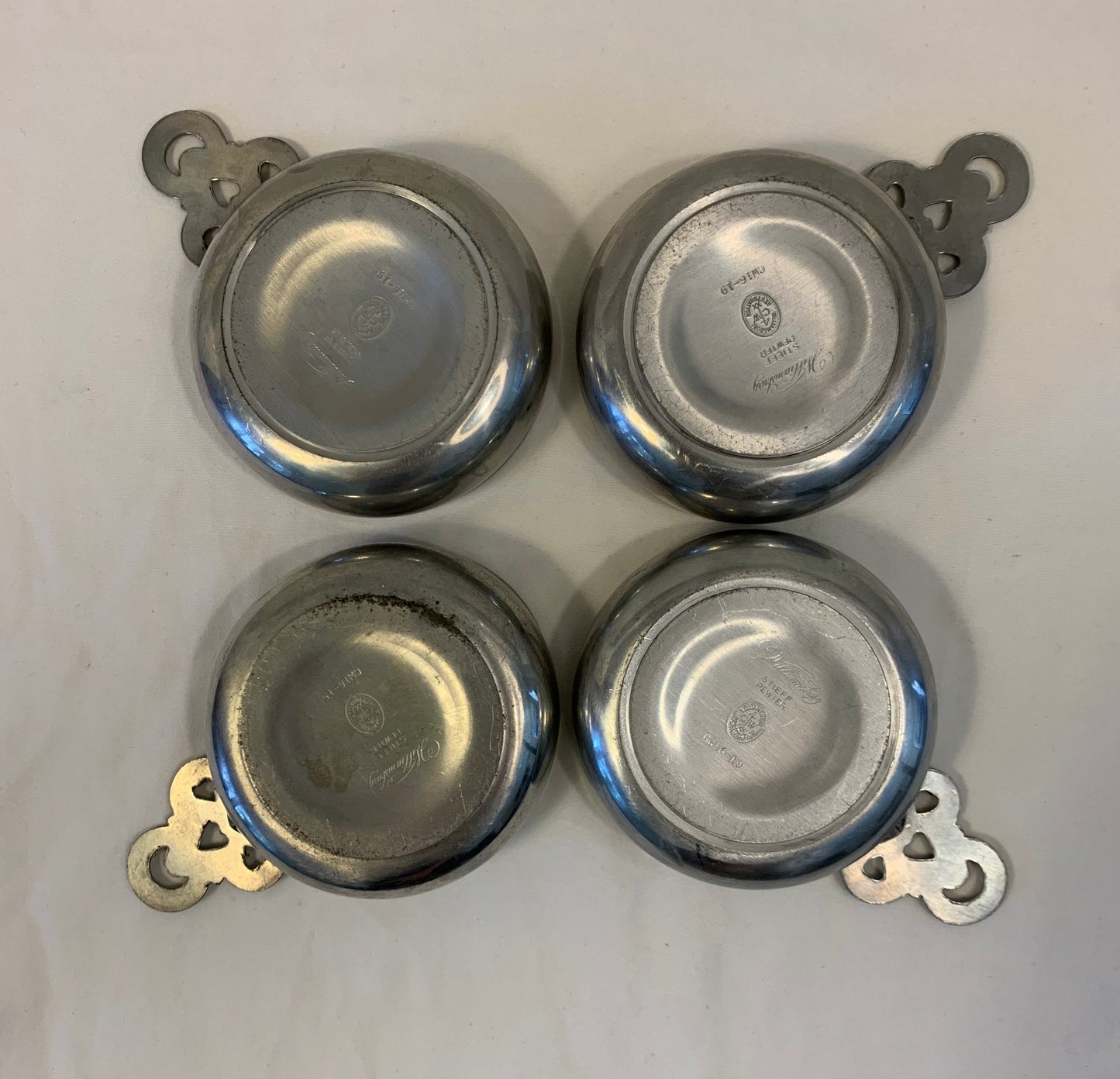 Vintage Pewter Porringer Bowl, Set 4
