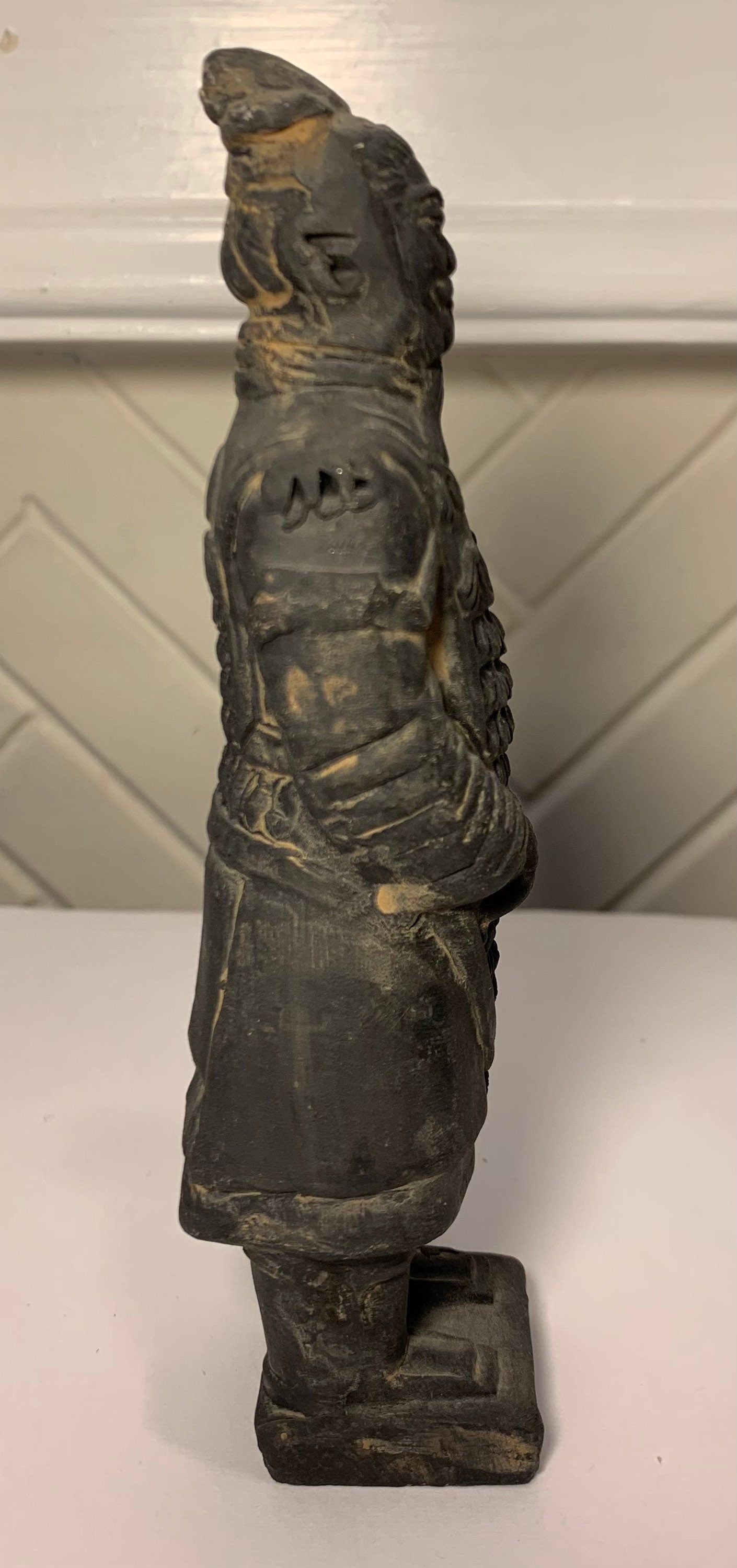 Vintage Chinese Black Terra-Cotta Warrior of Emperor Shi From the Qing Dynasty (Thespian Elder)
