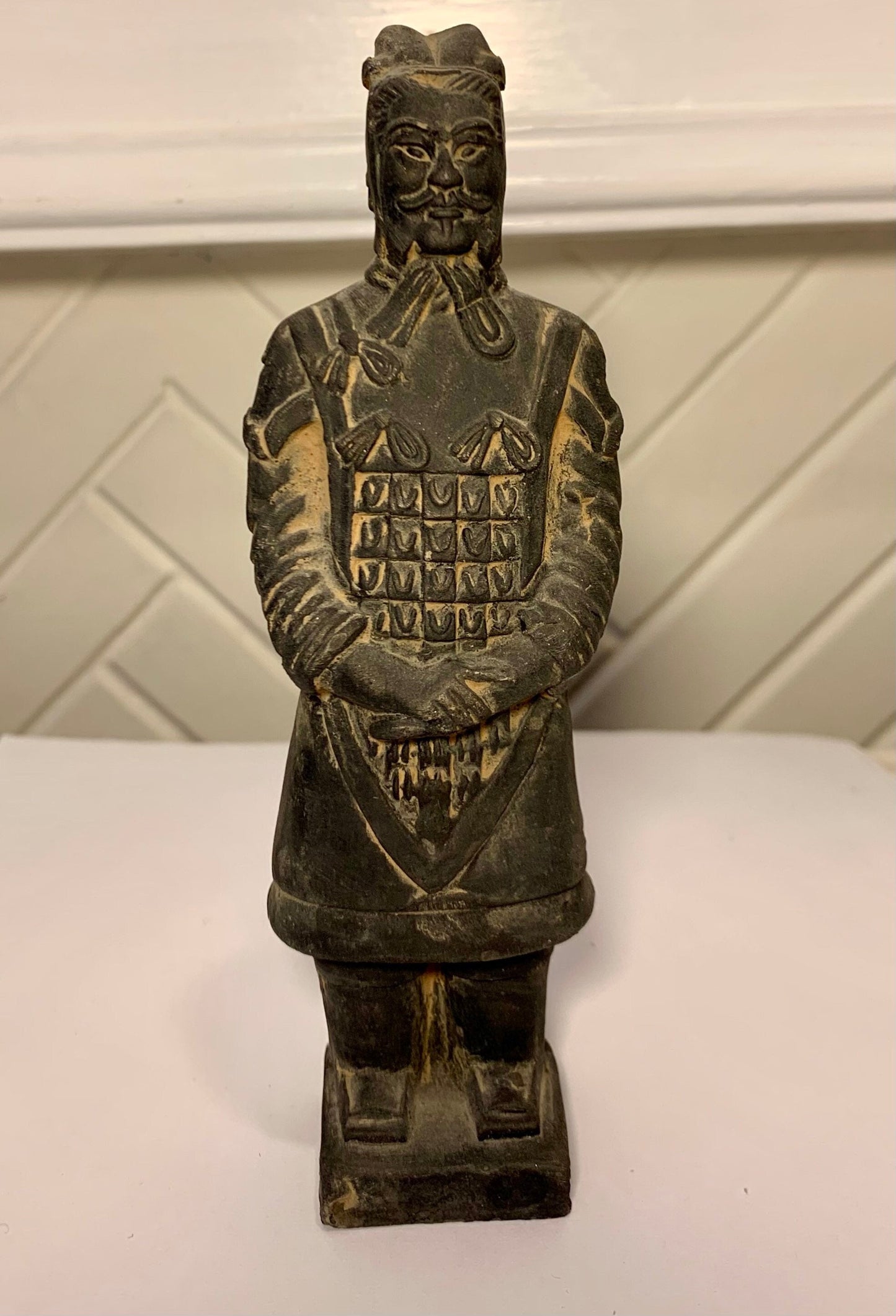 Vintage Chinese Black Terra-Cotta Warrior of Emperor Shi From the Qing Dynasty (Thespian Elder)