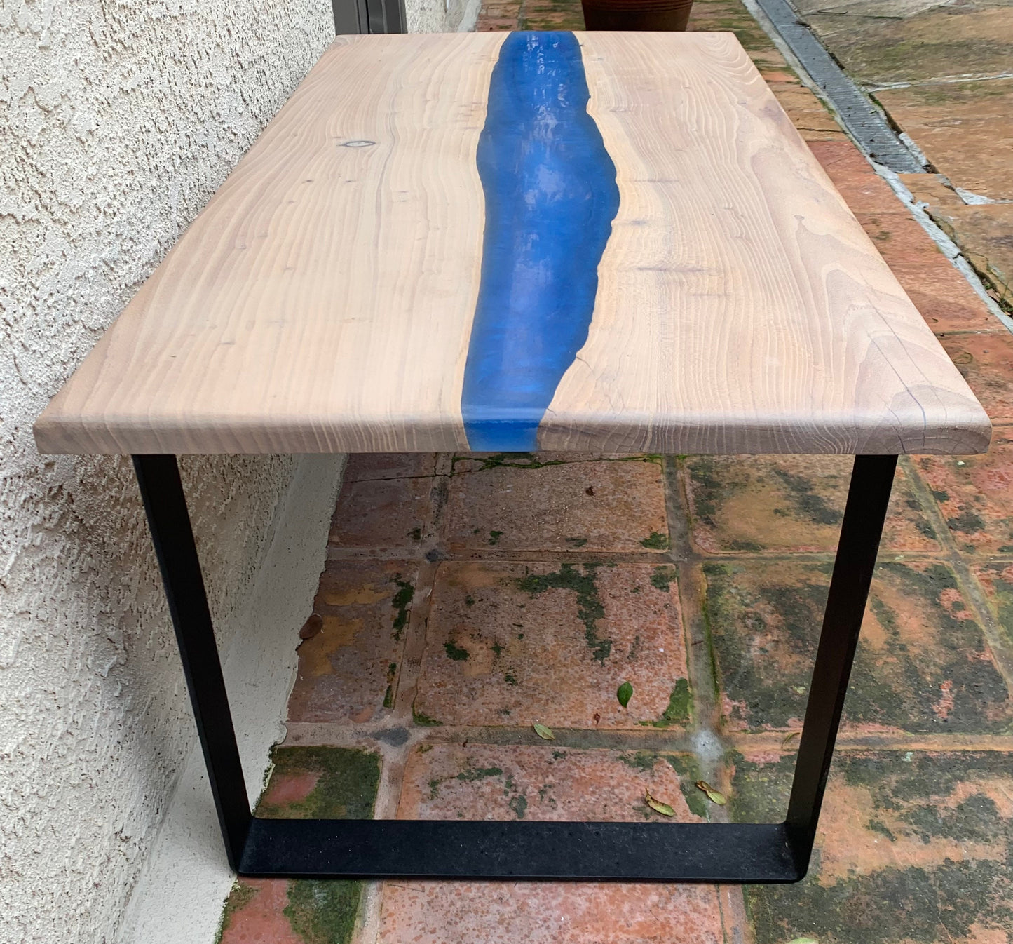 Contemporary Resin and Wood Coffee Table
