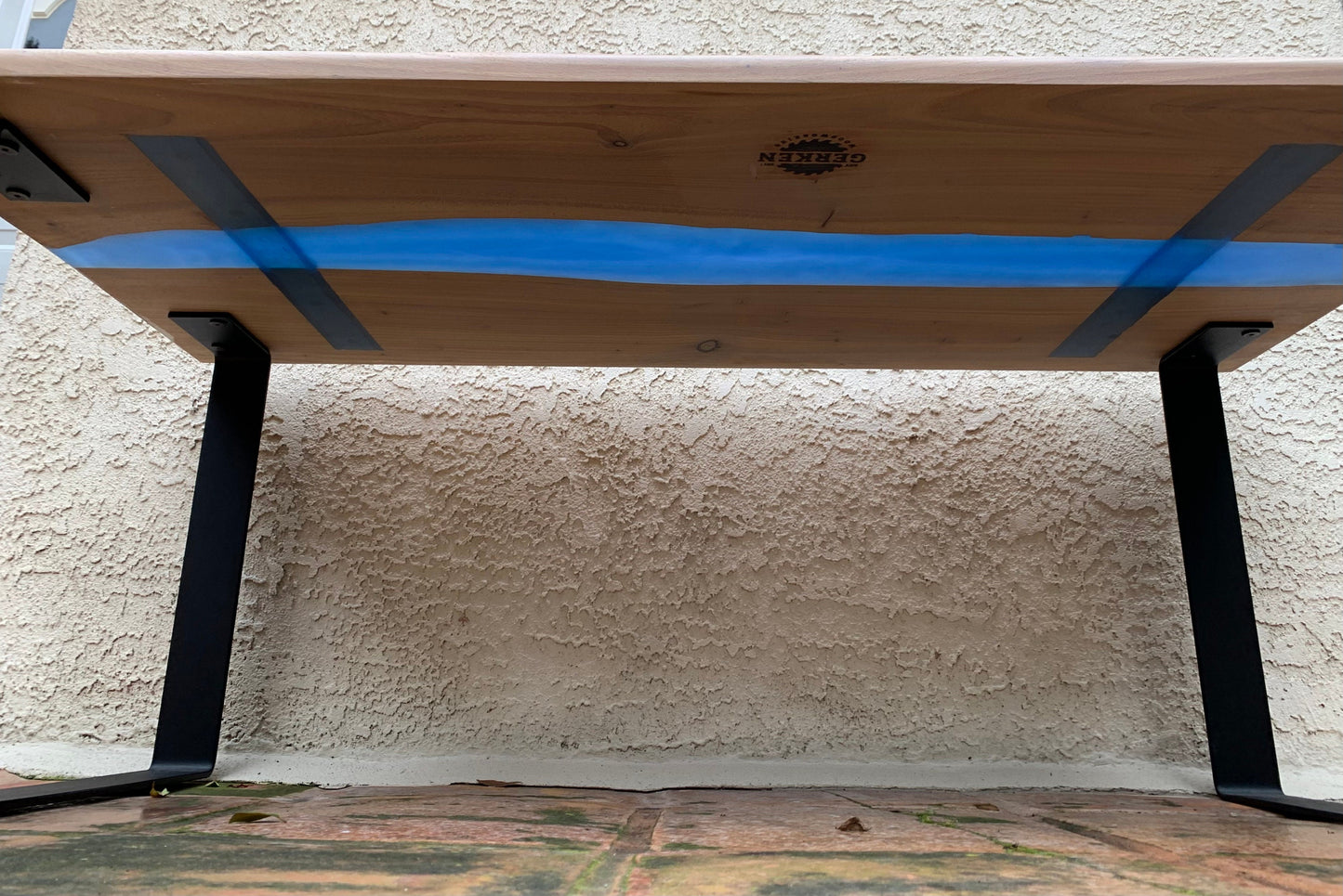 Contemporary Resin and Wood Coffee Table