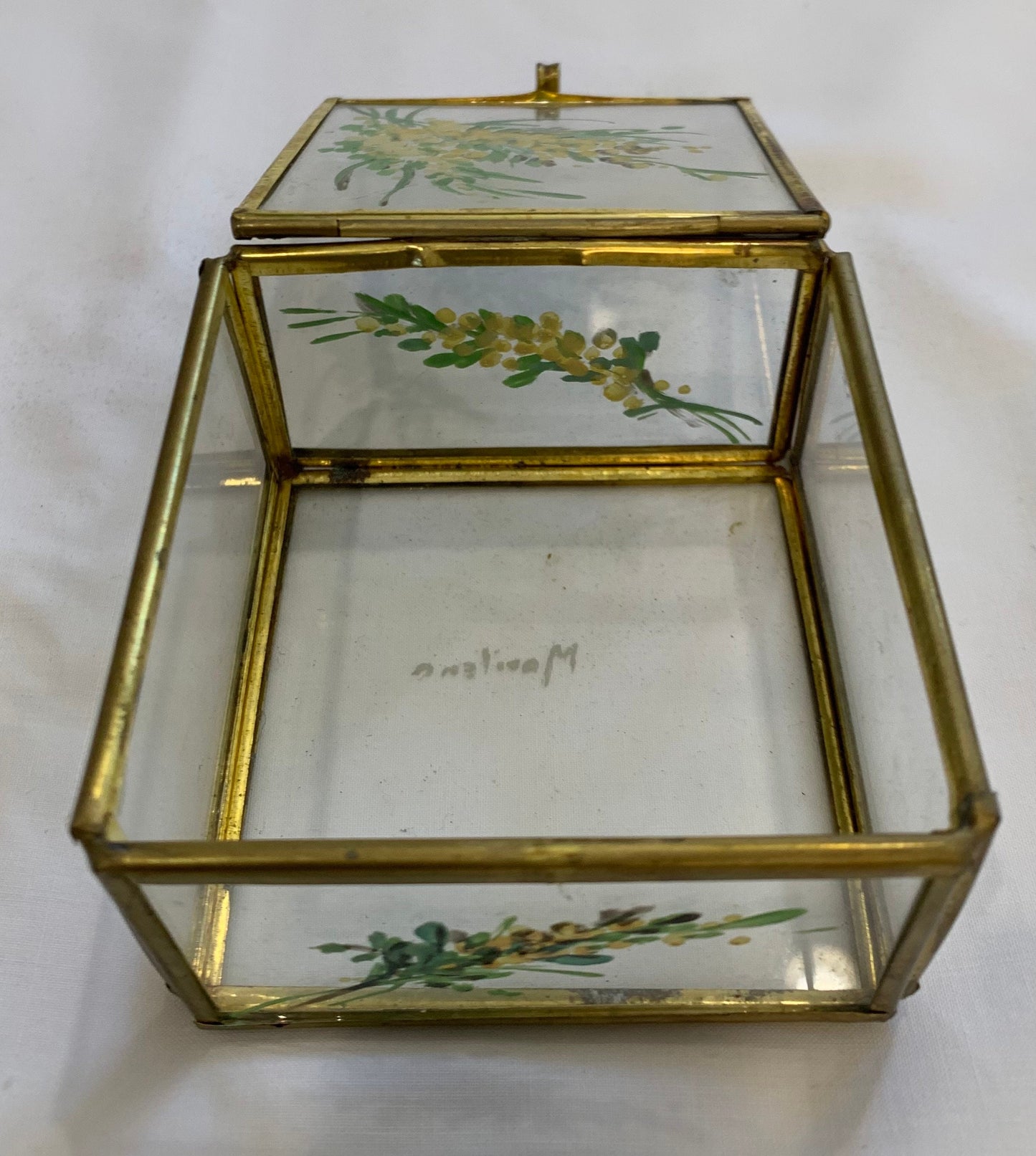 Vintage hand painted Glass Box