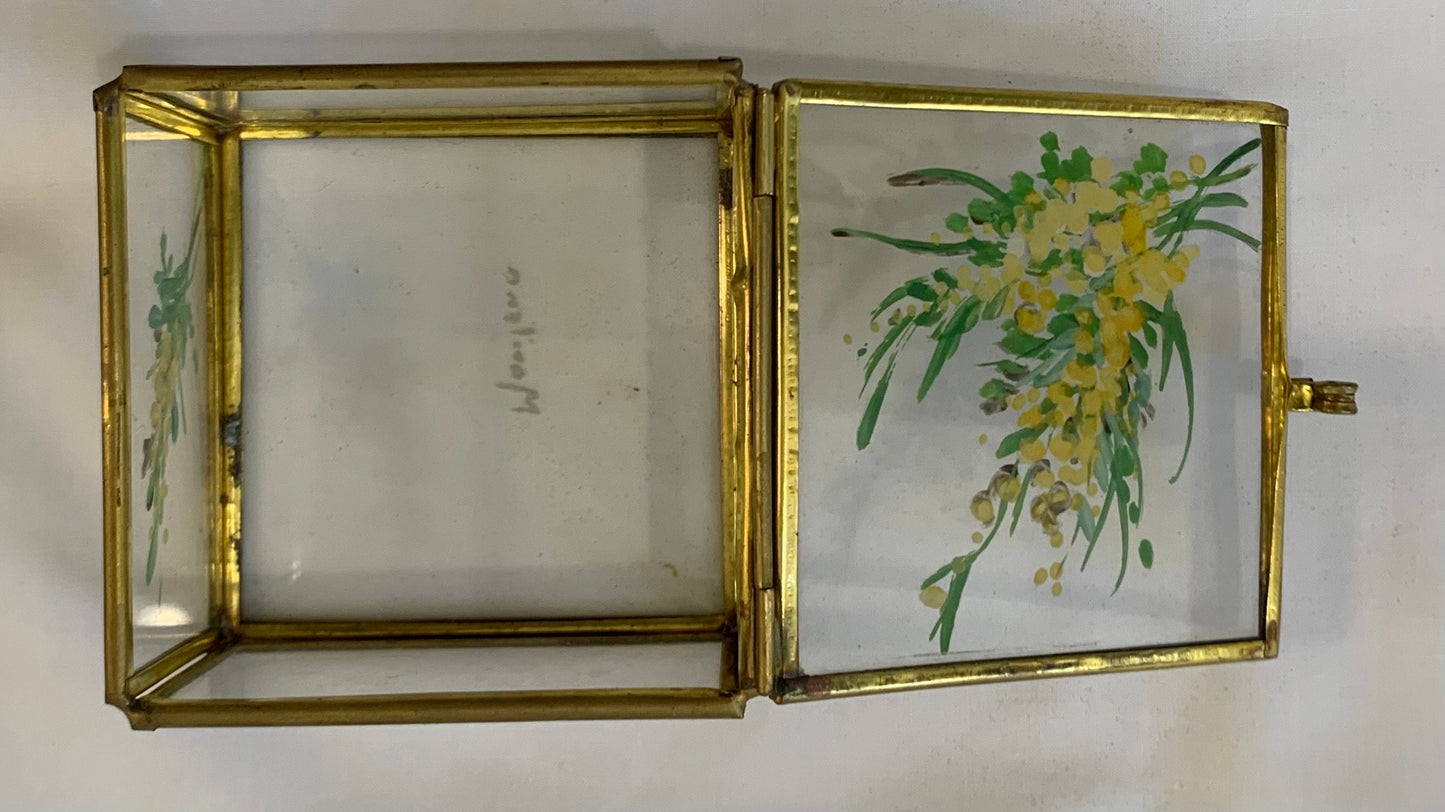 Vintage hand painted Glass Box