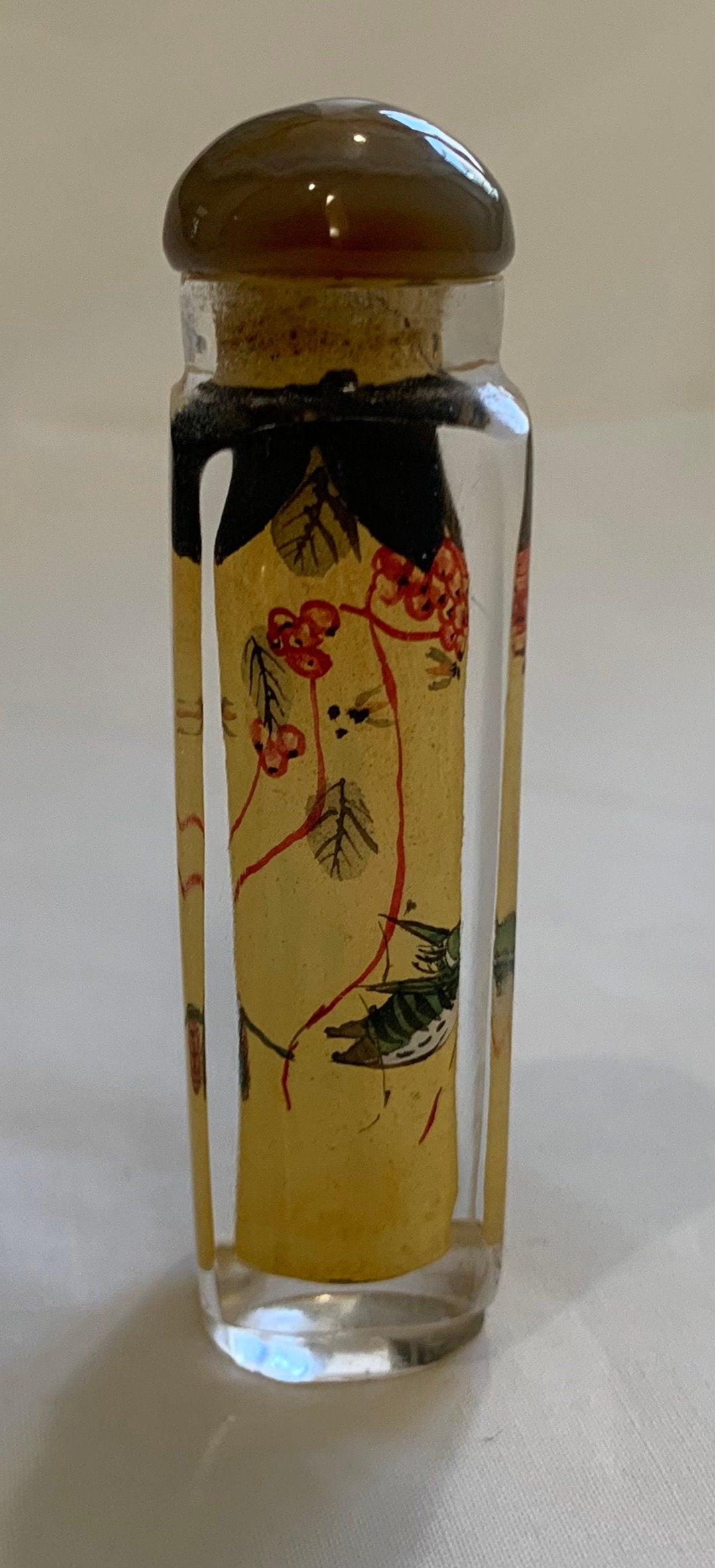 Vintage Chinese Painted Glass Perfume Bottle