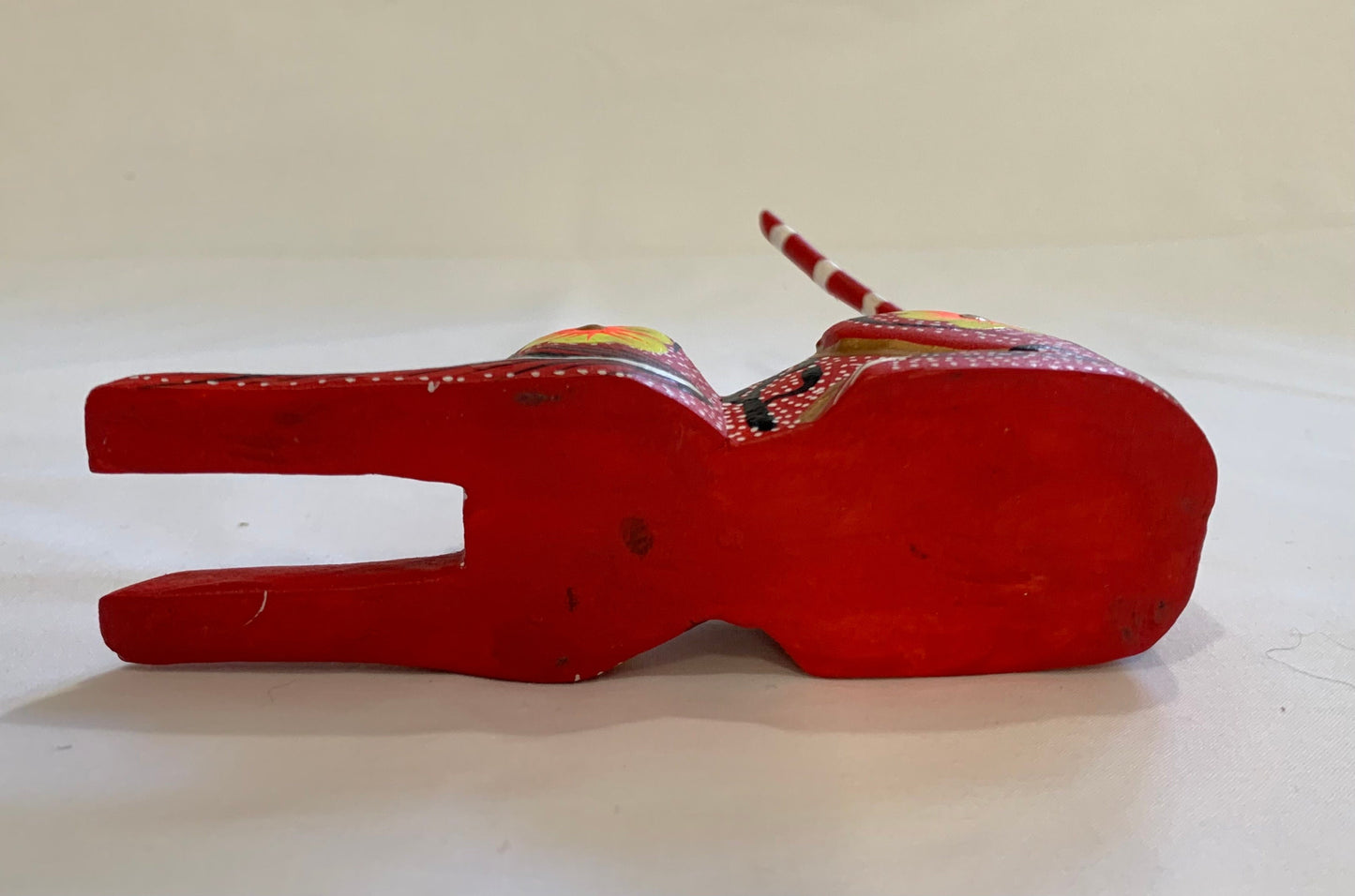 Vintage Mexican Painted Wood Cat Figurine