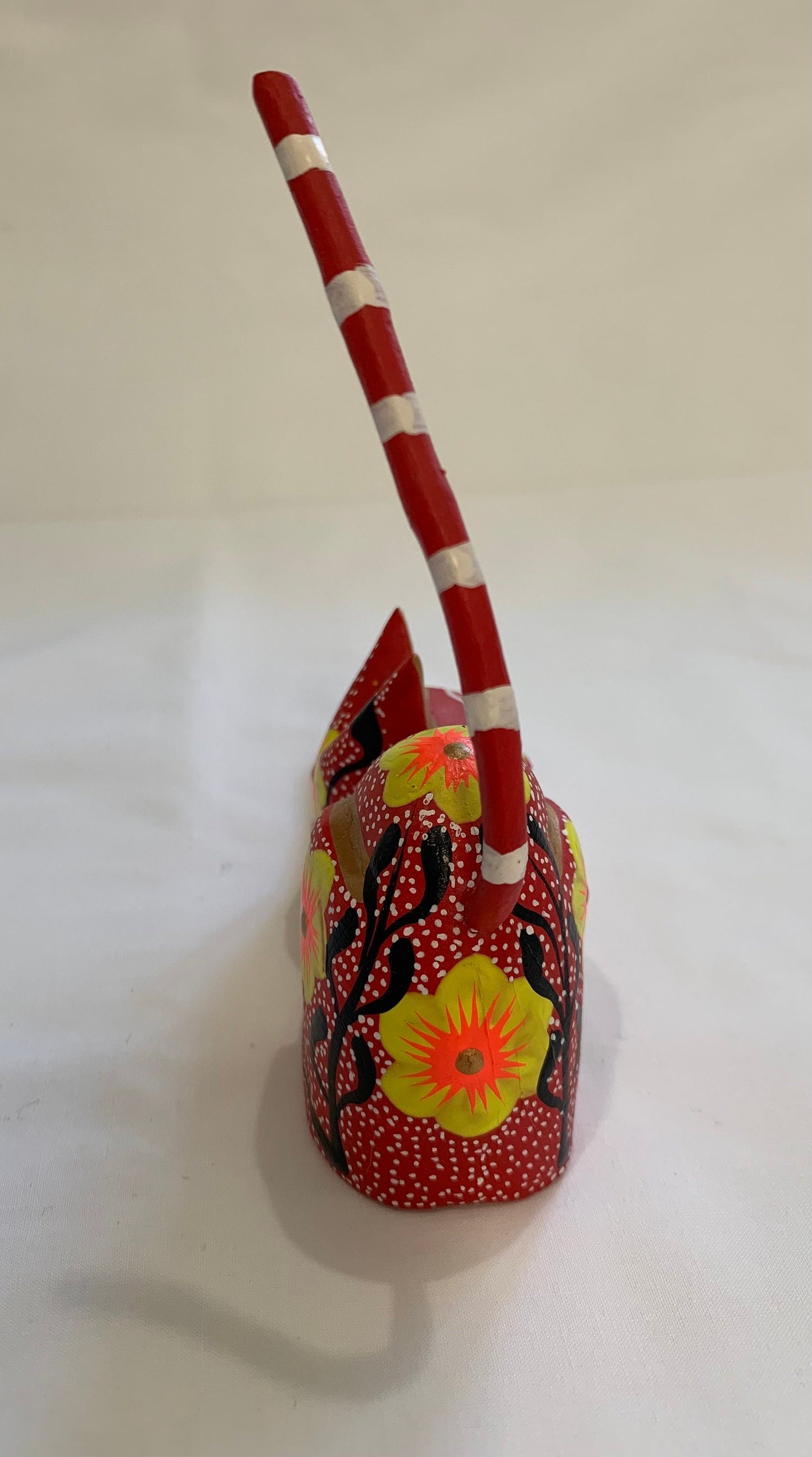 Vintage Mexican Painted Wood Cat Figurine