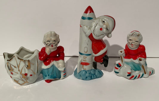1950s Santa Ornaments, set of 3