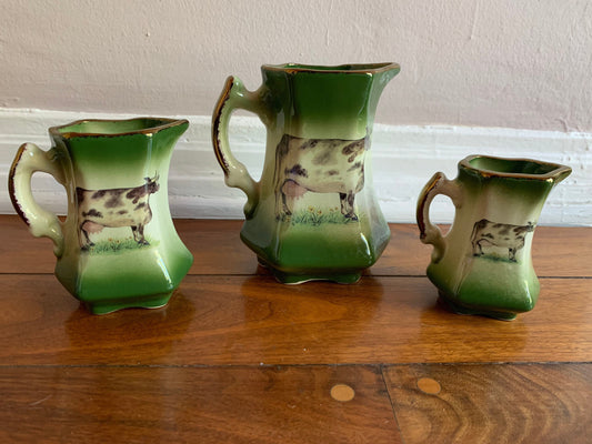Vintage Glazed Ceramic Creamers by Ballporeen of Ireland, Set of 3