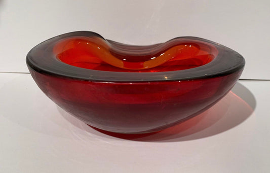 Murano Glass Ashtray Red