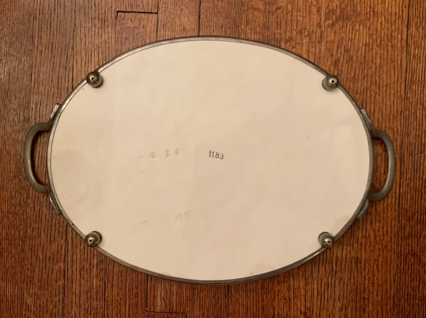 Vintage Oval Painted Porcelain Lion Tray