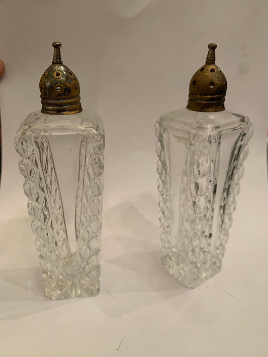 Vintage Cut Glass Salt and Pepper Shakers