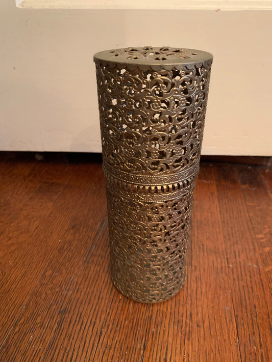 Vintage Cylindrical Decorative Metal Box