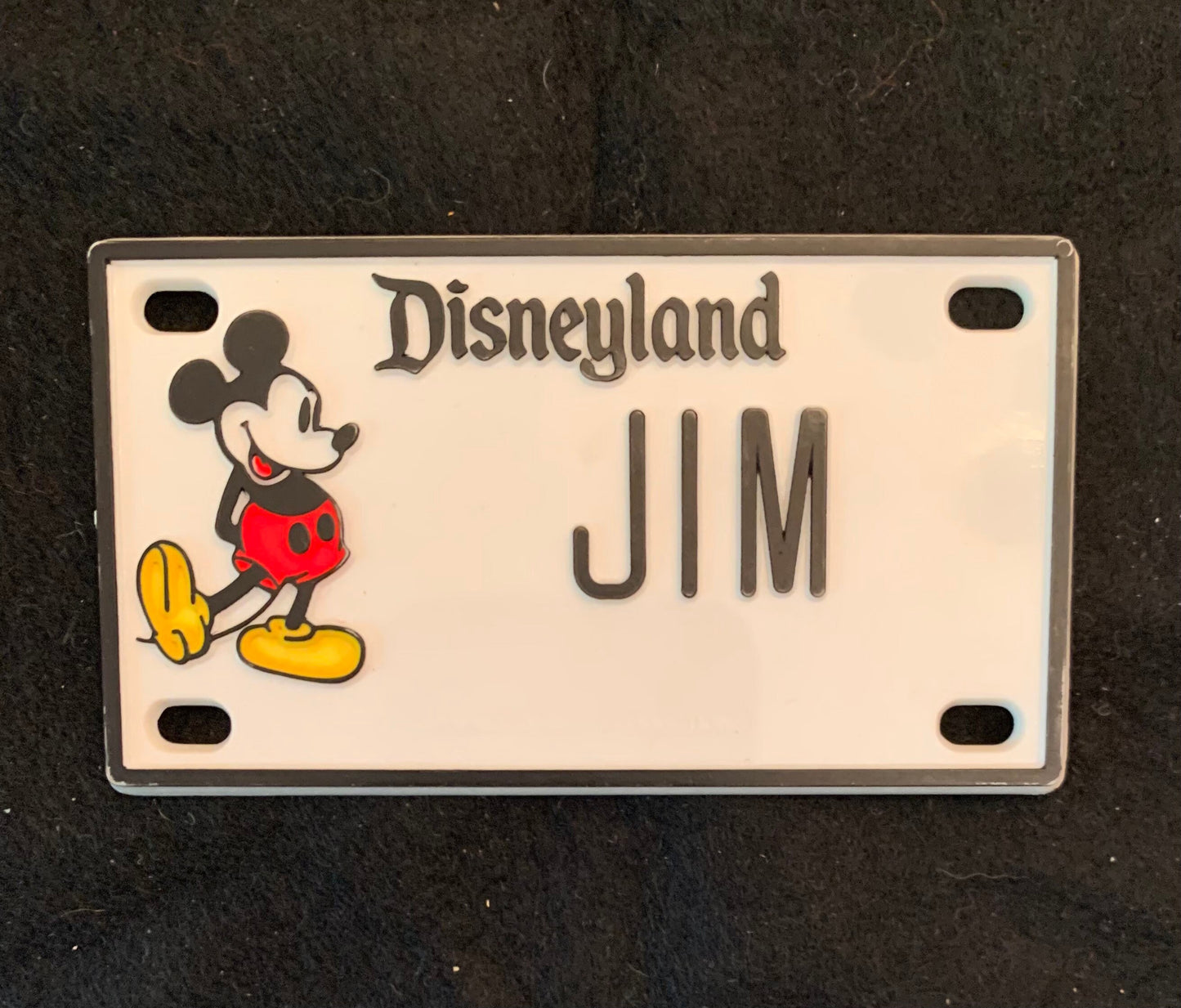 Vintage Mickey Mouse "Jim" Name Plate from Disneyland
