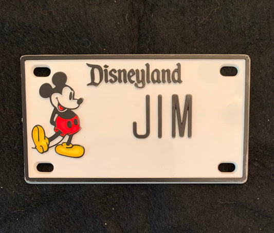 Vintage Mickey Mouse "Jim" Name Plate from Disneyland