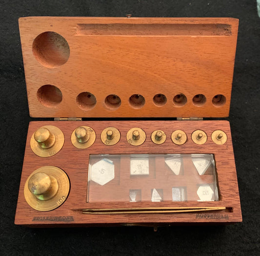 Vintage Brass Calibration Set in Wood Box