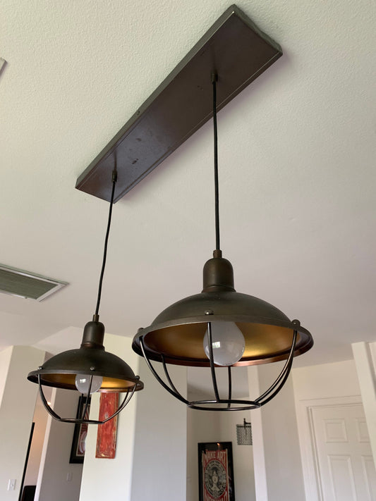 Metal Industrial Style Two Light Chandelier