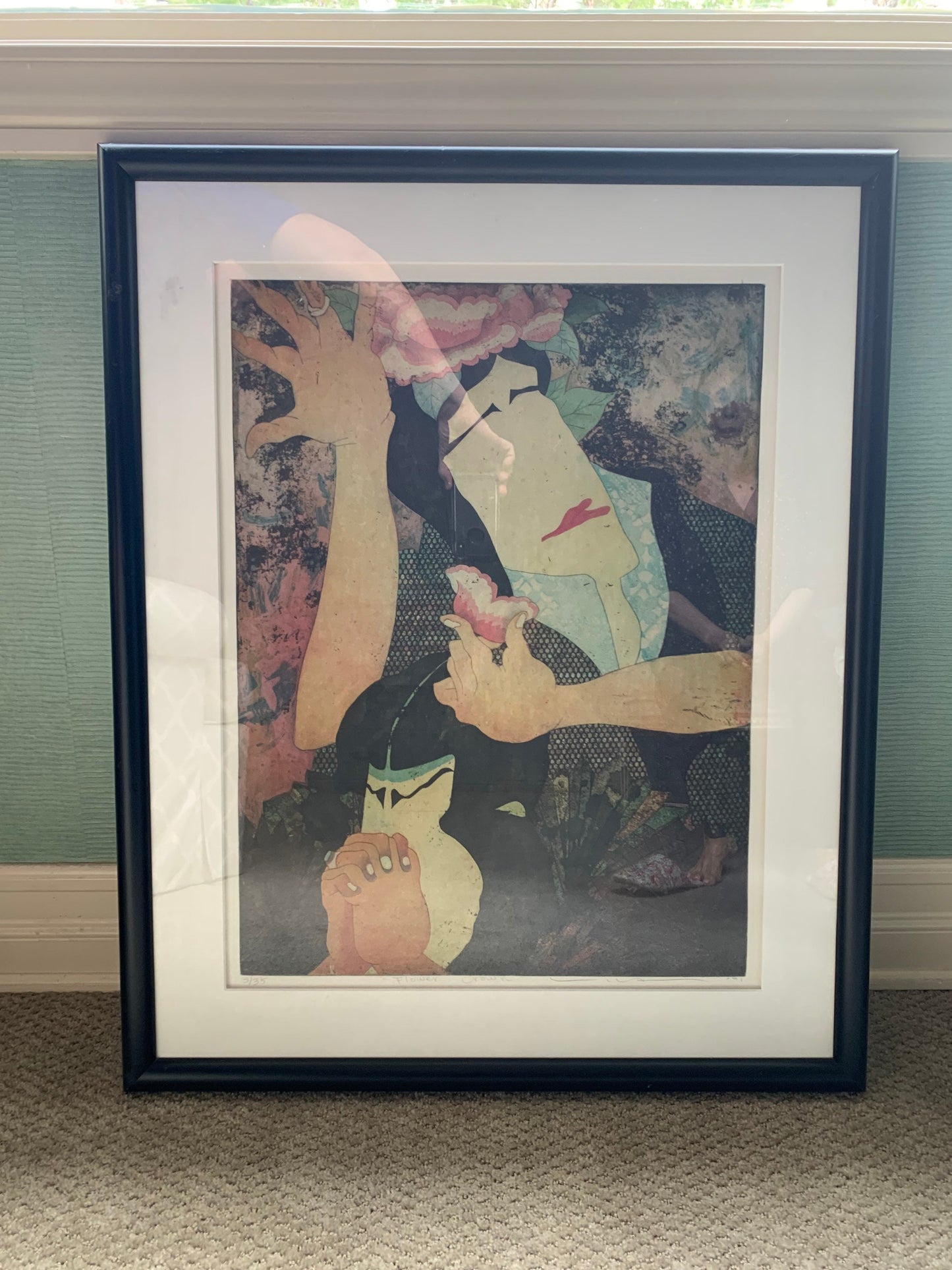 Vintage 1990s lithograph girl with engagement ring
