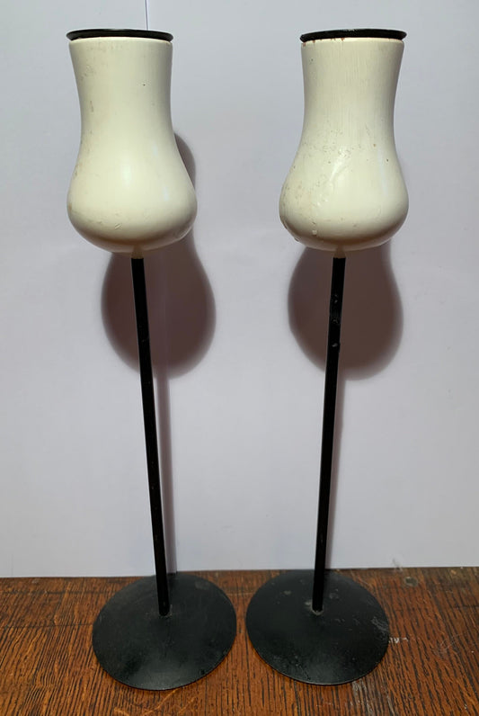 Vintage Metal 'Tulip" Candlesticks, Set of 2