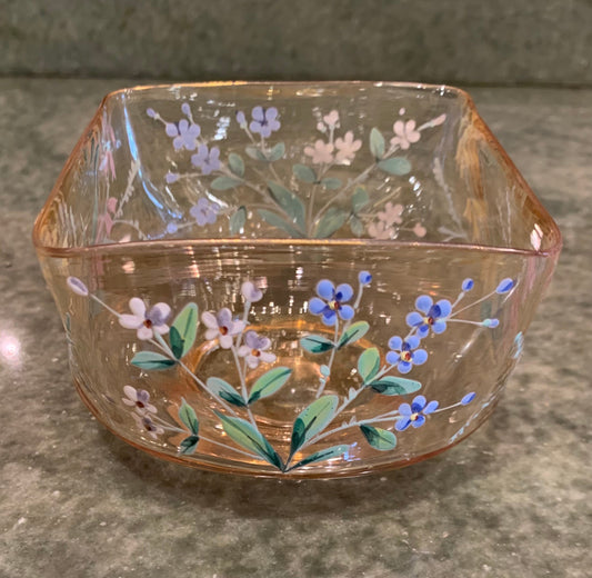 Painted glass water bowl