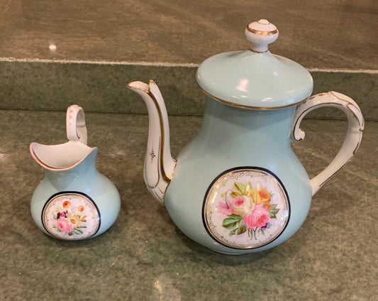 Vintage Hand Painted Teapot and Creamer