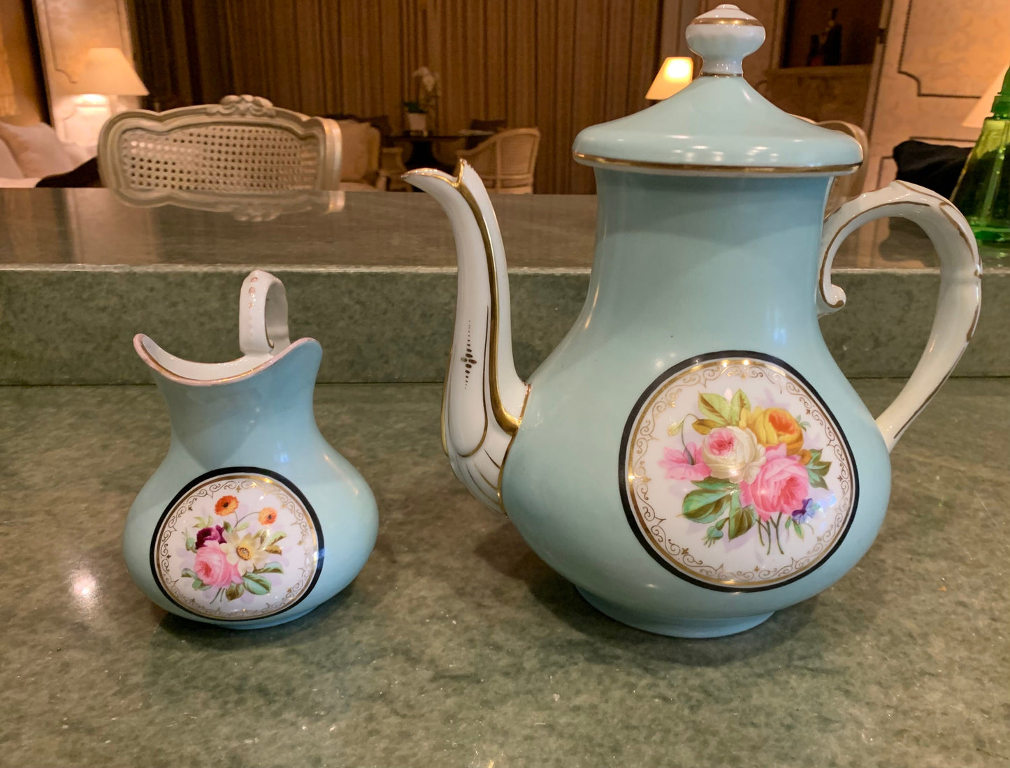 Vintage Hand Painted Teapot and Creamer