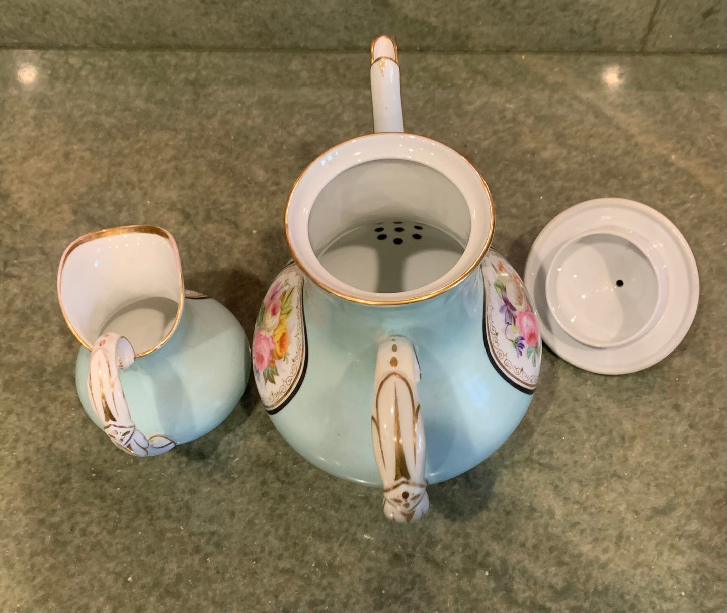 Vintage Hand Painted Teapot and Creamer