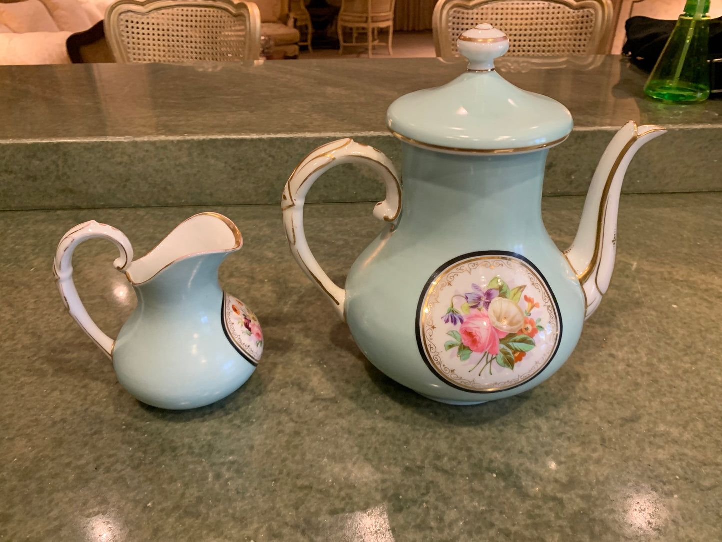 Vintage Hand Painted Teapot and Creamer