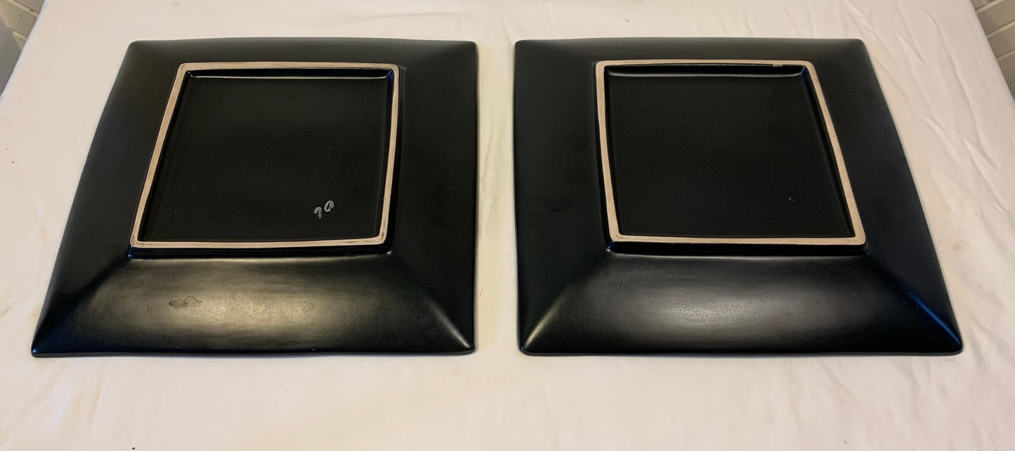 Black Ceramic Japanese Chargers, Set of 2