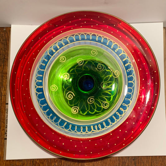 Vintage Colored Glass Cake Plate