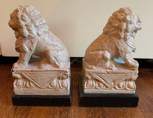Vintage Composite Foo Dogs, Set of 2