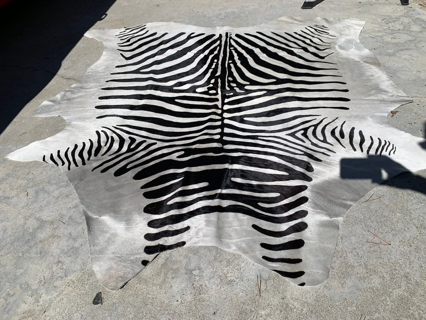 Cowhide rug with Zebra Pattern