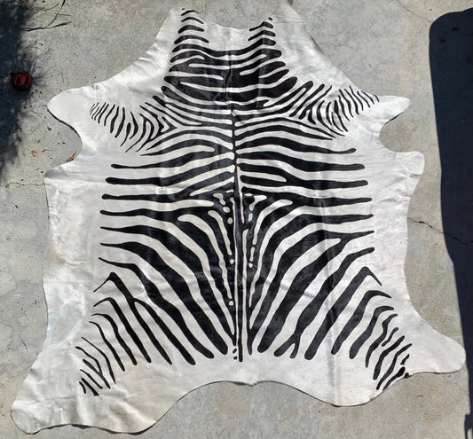 Cowhide rug with Zebra Pattern