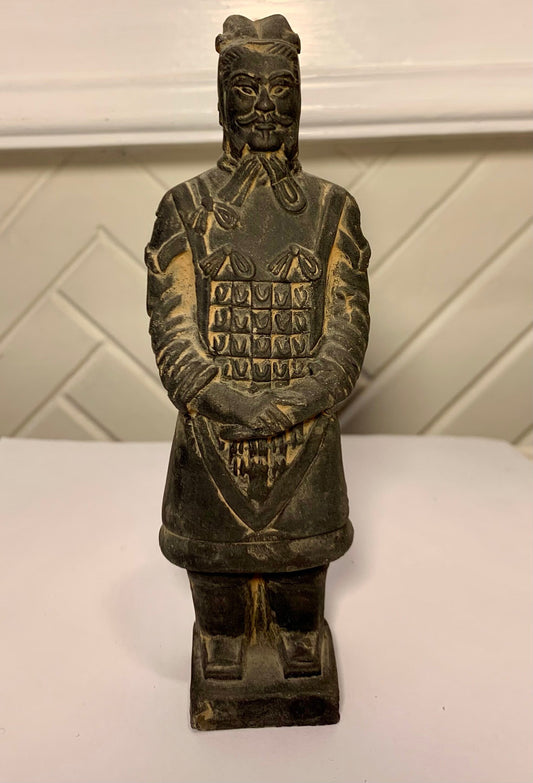 Vintage Chinese Black Terra-Cotta Warrior of Emperor Shi From the Qing Dynasty (Thespian Elder)