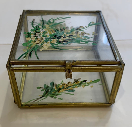 Vintage hand painted Glass Box