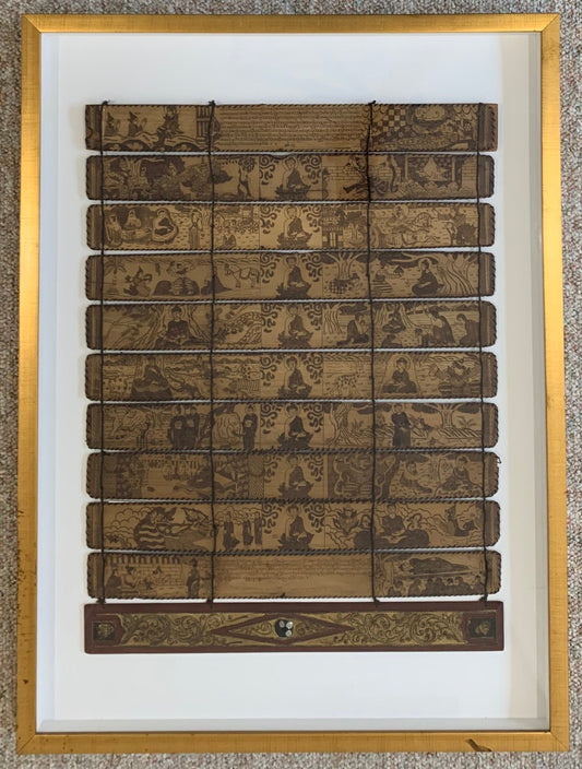 Vintage Bamboo Art of Framed Stories of Buddhism