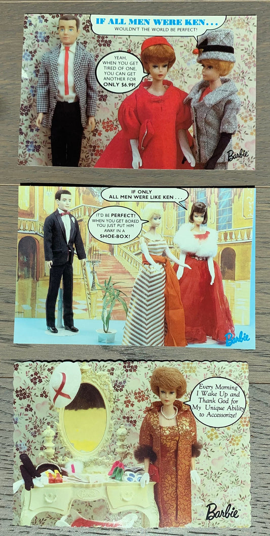 Vintage Barbie Post Cards, set of 3