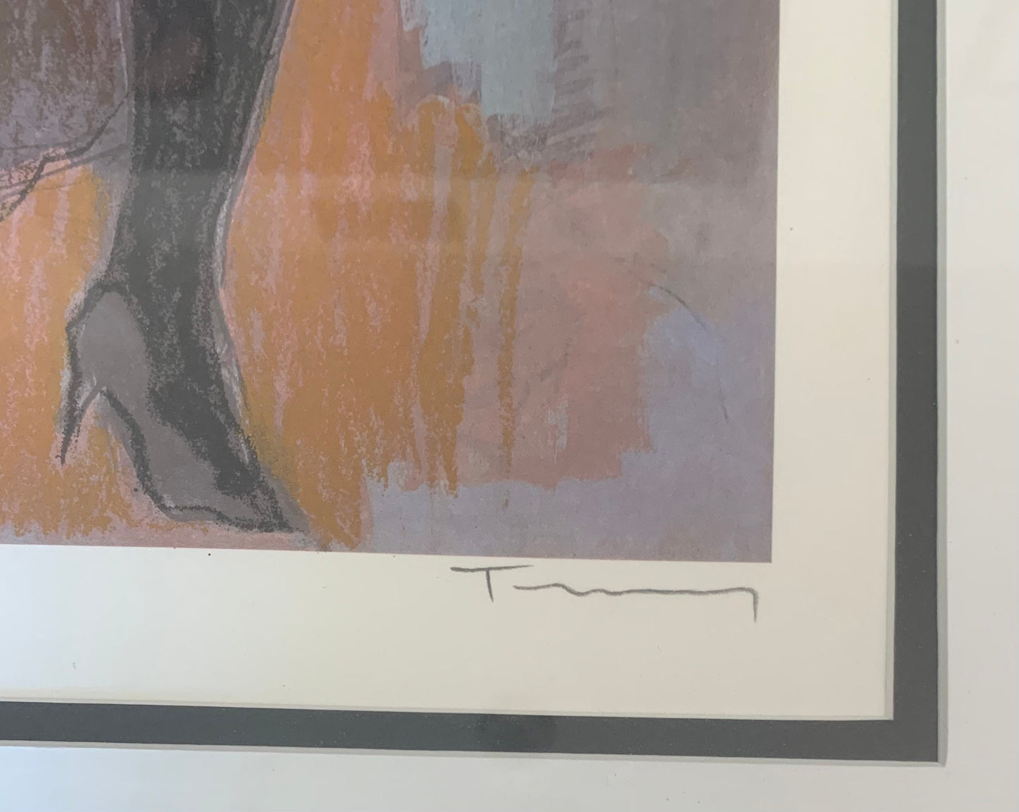 Vintage Lithograph by Itzchak Tarkay in Wood Frame.