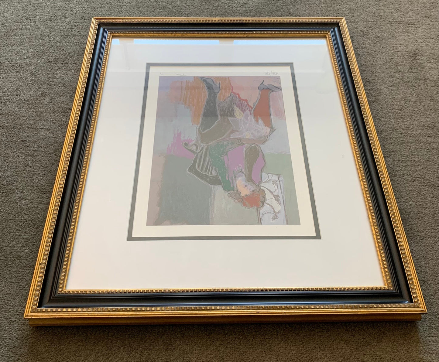 Vintage Lithograph by Itzchak Tarkay in Wood Frame.